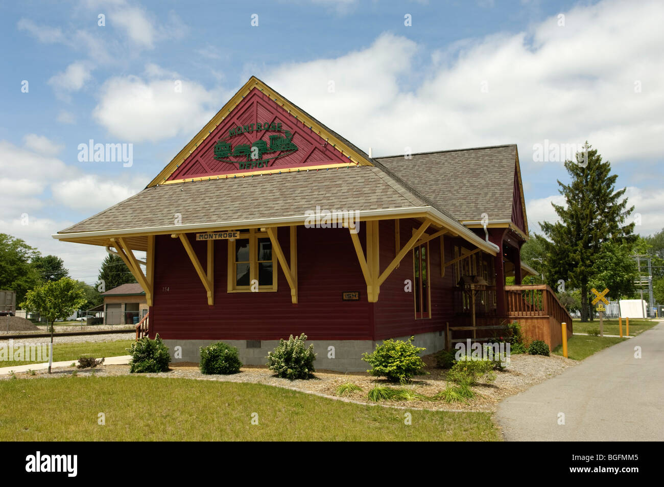 Montrose Depot Eisenbahnmuseum in Montrose Michigan USA. Stockfoto