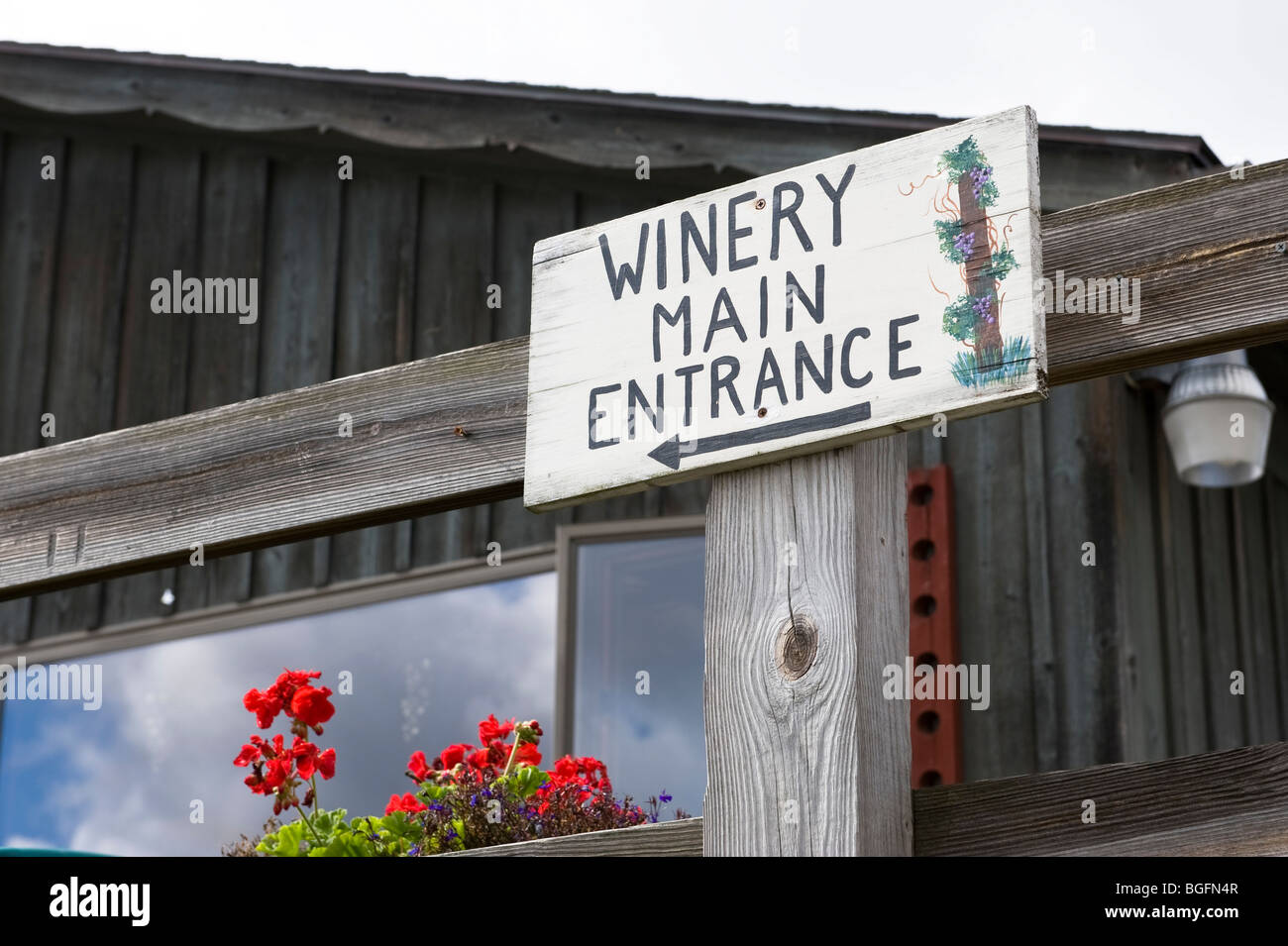 Eingang zum Weingut Finger Lakes Region New York Stockfoto