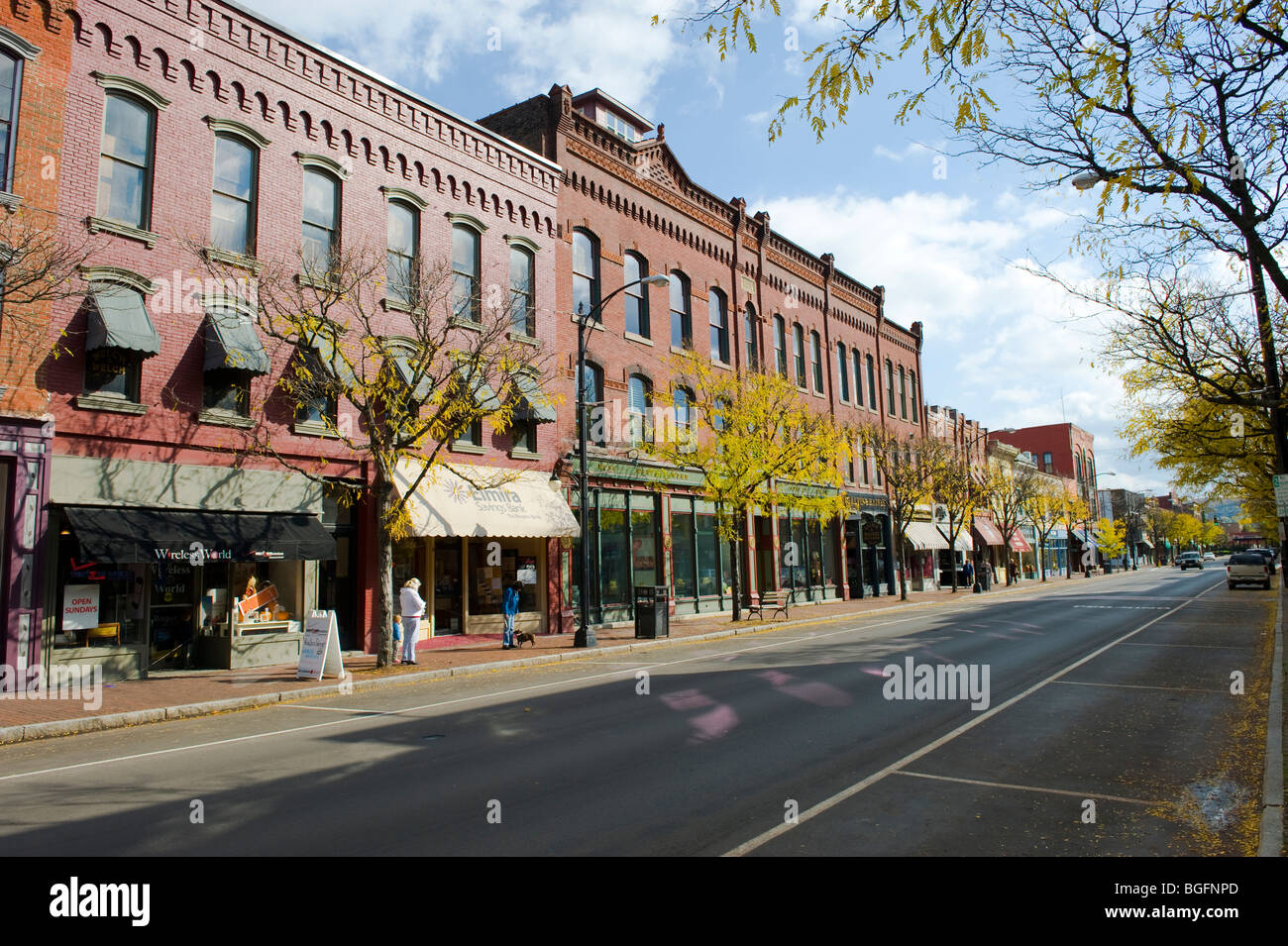 Markt Straße Innenstadt einkaufen Corning New York Region der Finger Lakes Stockfoto