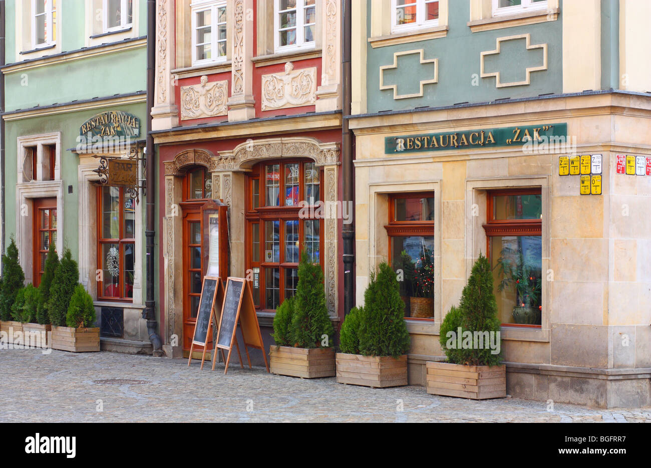 Breslau alte Markt bunten Fassaden der historischen Bürgerhäuser Stockfoto