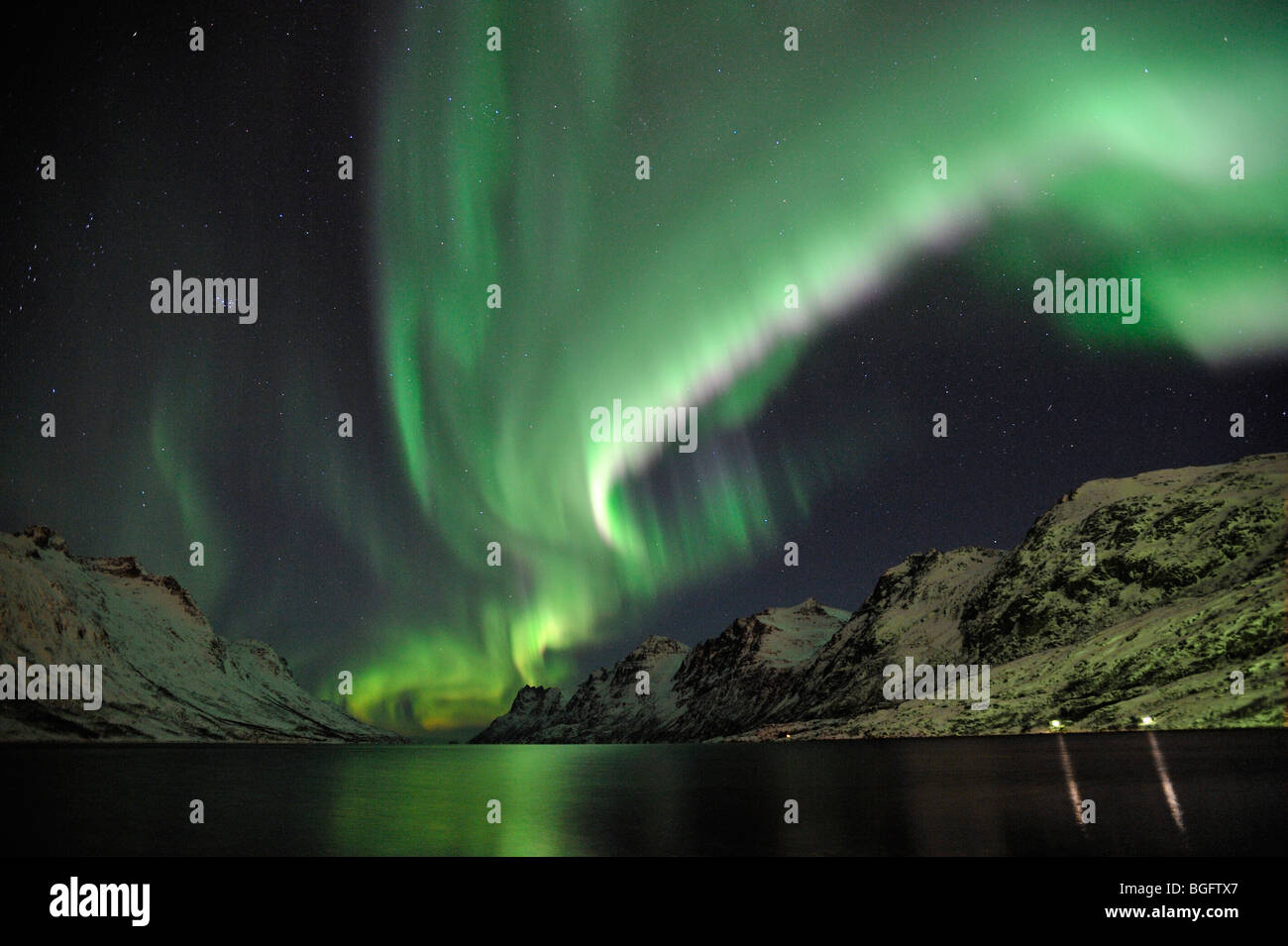 Nordlichter (Aurora Borealis) in Nord-Norwegen Stockfoto