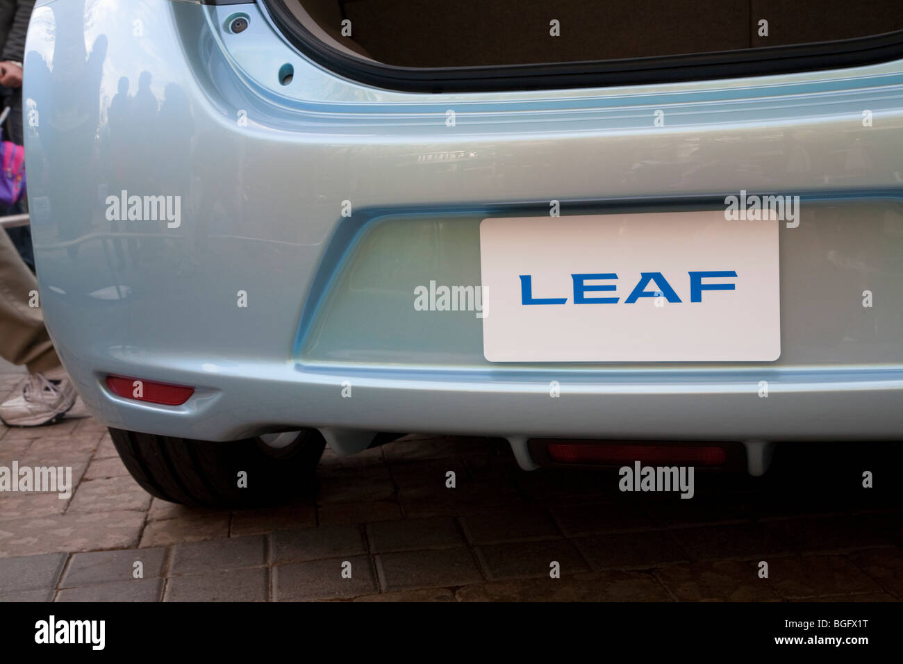 Nissan Leaf Zero Emission Tour Werbeveranstaltung für Elektroauto Nissan Leaf, die voraussichtlich im Herbst 2010 veröffentlicht werden. Stockfoto