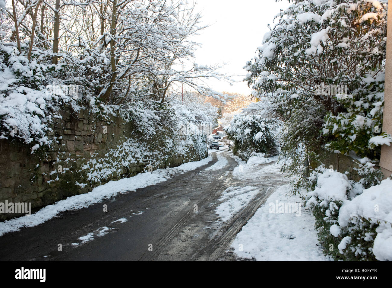 Auch Lane, Kippax, Leeds, im Schnee Stockfoto