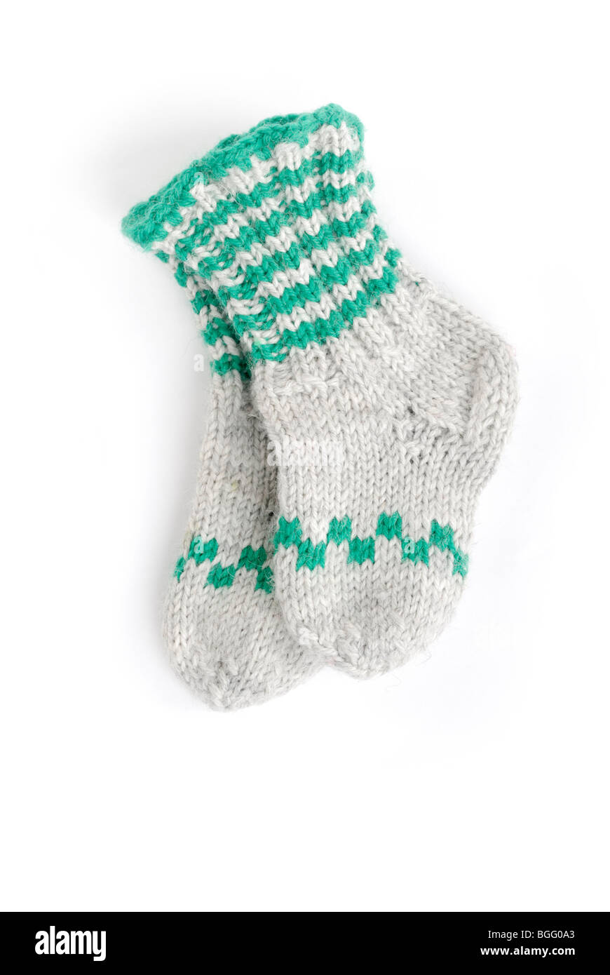 Warmen stricken Wolle Socken für Babys Stockfoto