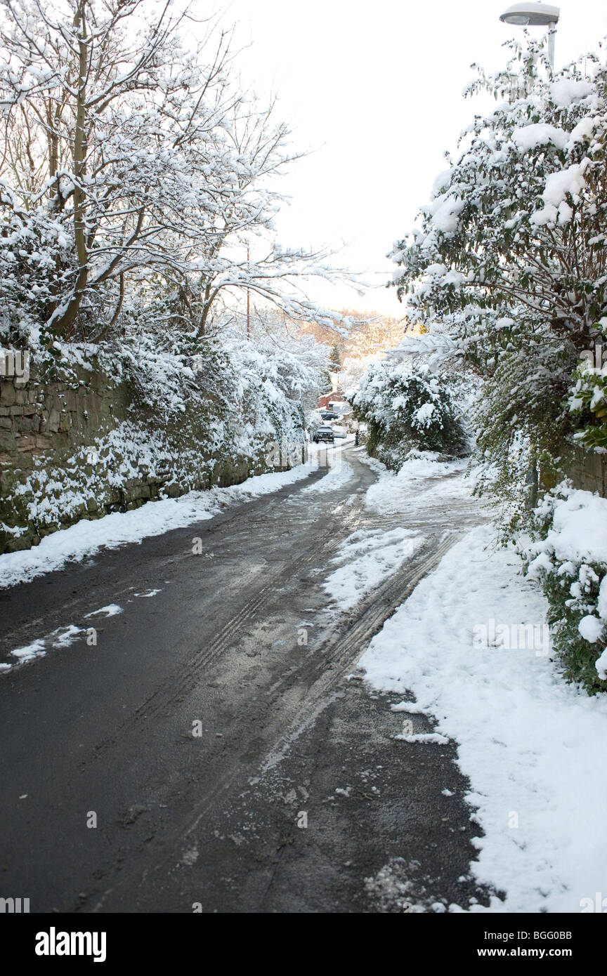 Auch Lane, Kippax, Leeds, im Schnee Stockfoto