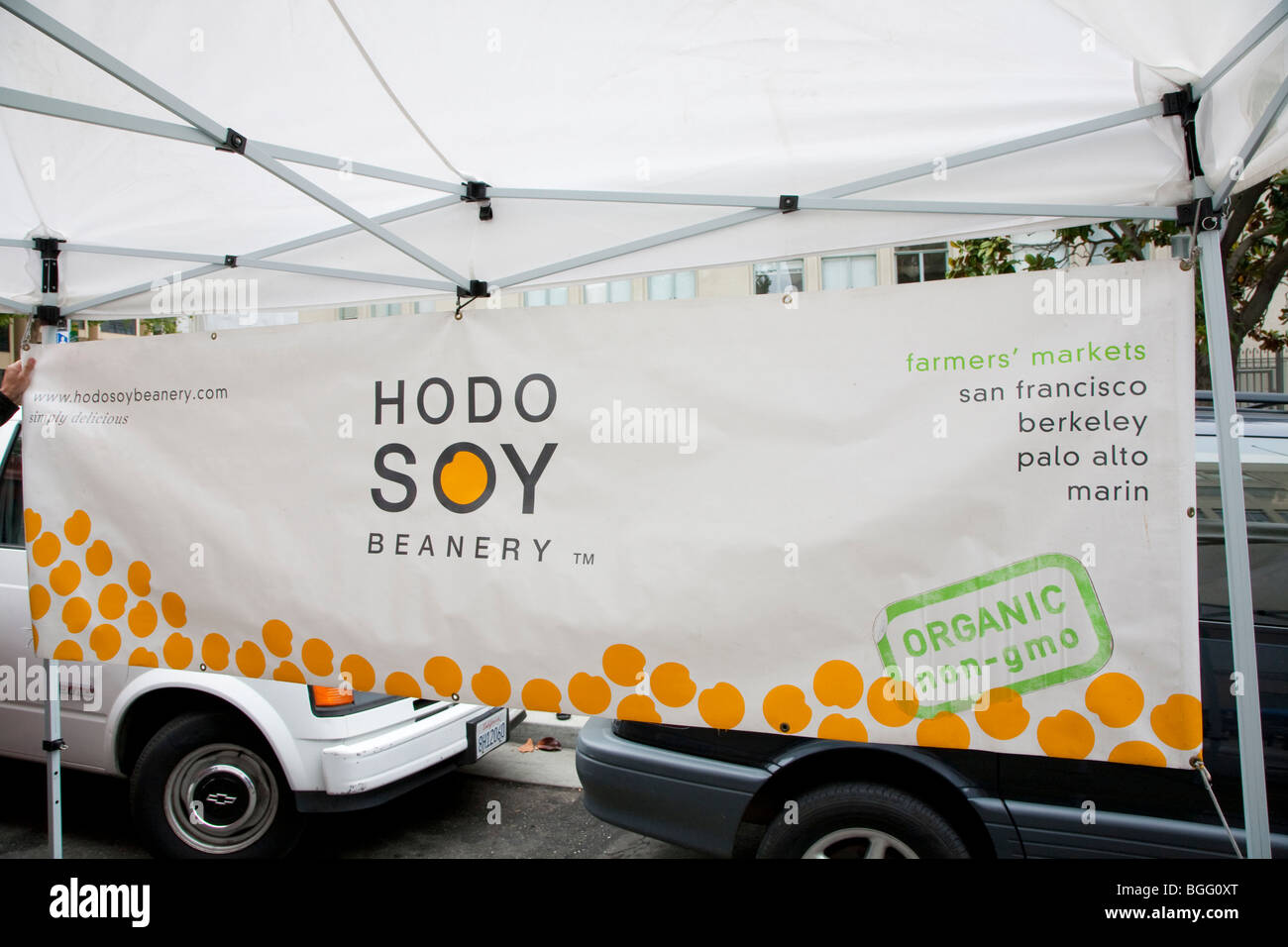 Zeichen der Hodo Soja Beanery Firma wodurch Soja-Lebensmittel, die organischen und nicht-GVO. Stockfoto
