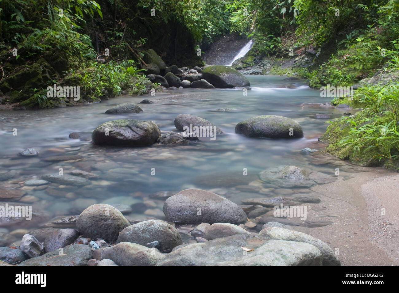 Üppigen Regenwald Bach und Wasserfall. Fotografiert in der Darien Gap, Panama. Stockfoto