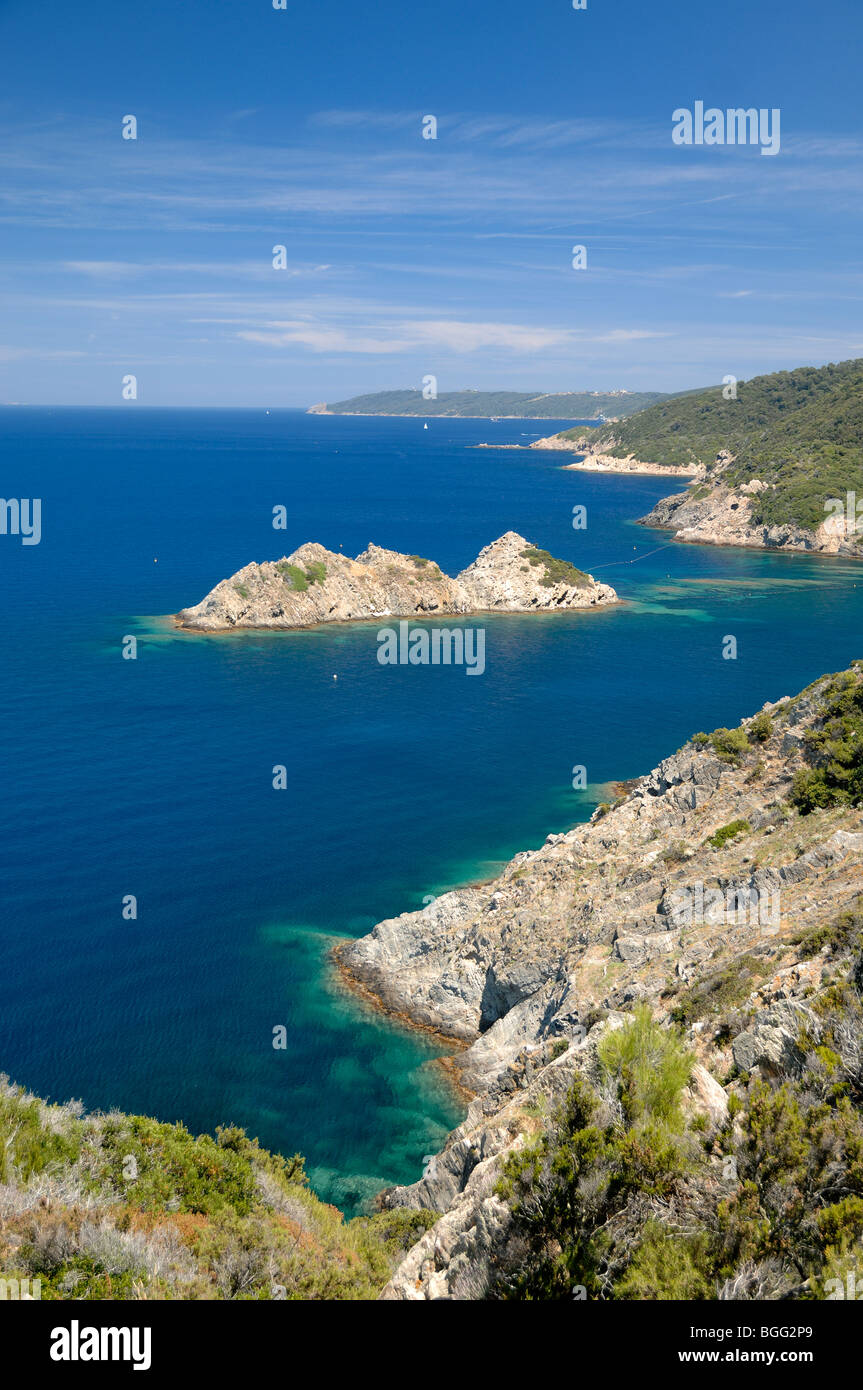 Port-Cros Island National Park, Rascas Felsen & Mittelmeerküste, Îles d'Hyères, Var, Côte d ' Azur oder Côte d ' Azur, Frankreich Stockfoto