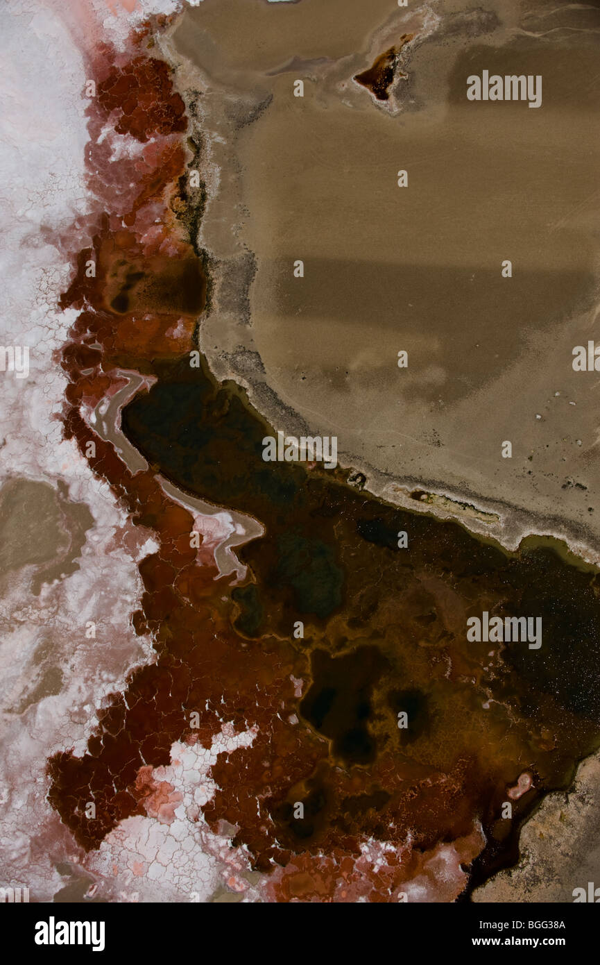 Luftaufnahme der namibischen Küste Salinen Stockfoto