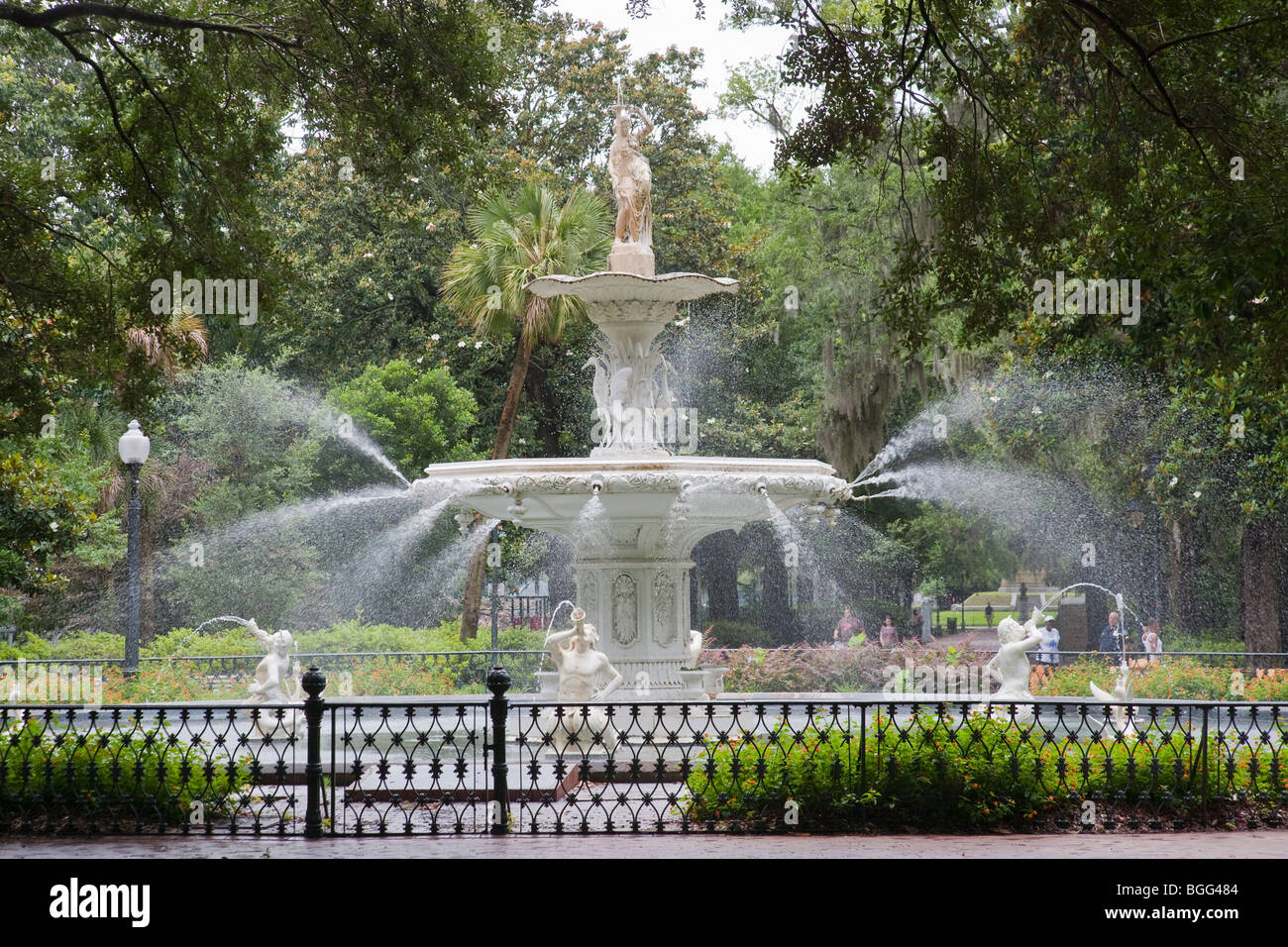 Forsyth Park und Brunnen, Savannah Stockfoto