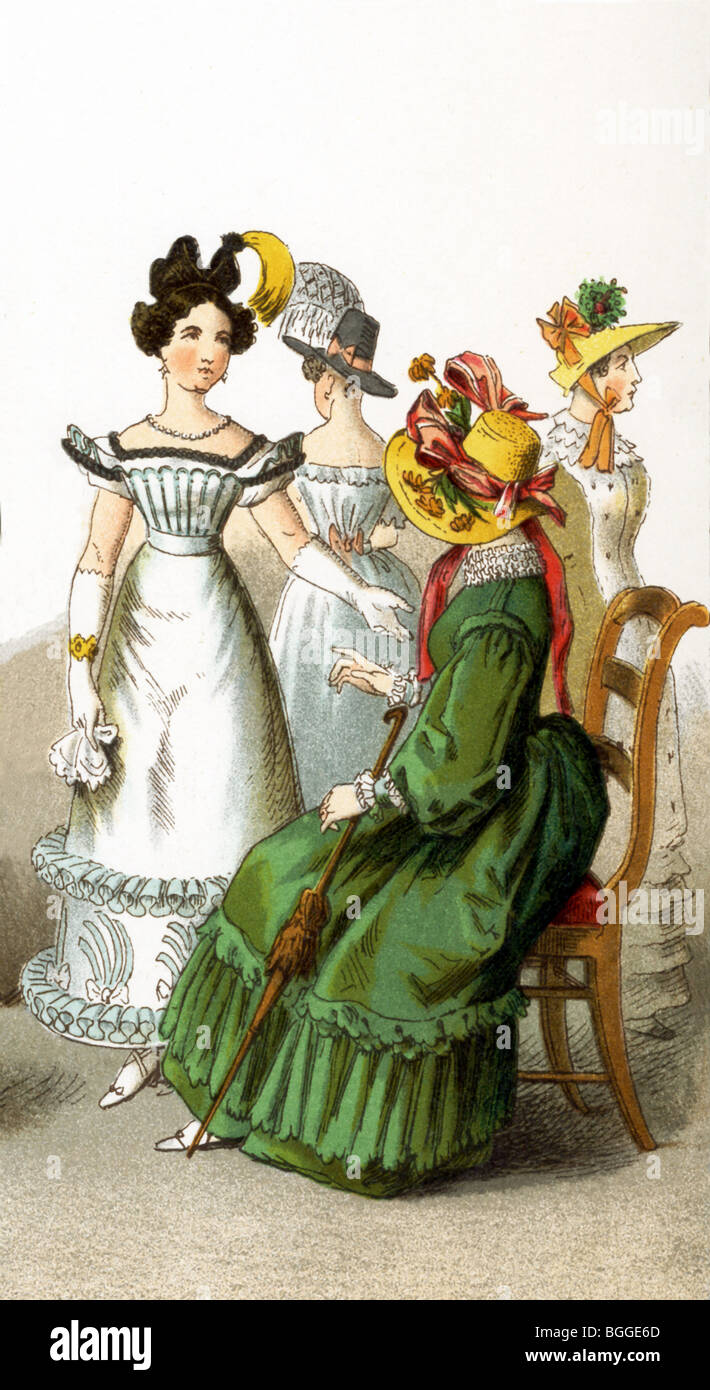 Deutsche Frauen sind hier abgebildet. Sie sind von links nach rechts: Lady im Jahre 1827, Dame in 1826, Dame im Jahre 1829, Dame im Jahr 1824. Stockfoto