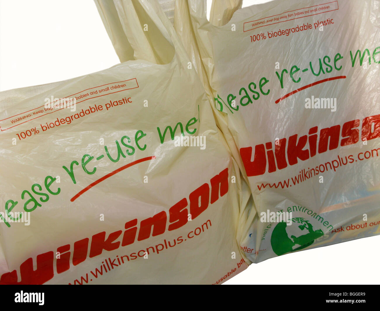 wiederverwendbare biologisch abbaubare umweltfreundliche Kunststoffträger Einkaufstaschen Stockfoto