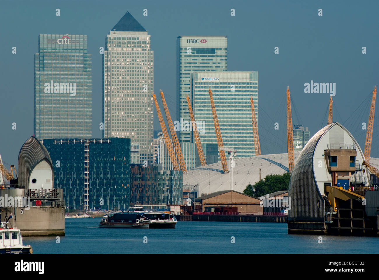 Canary wharf, Thames Barrier, UK, England, London Stockfoto