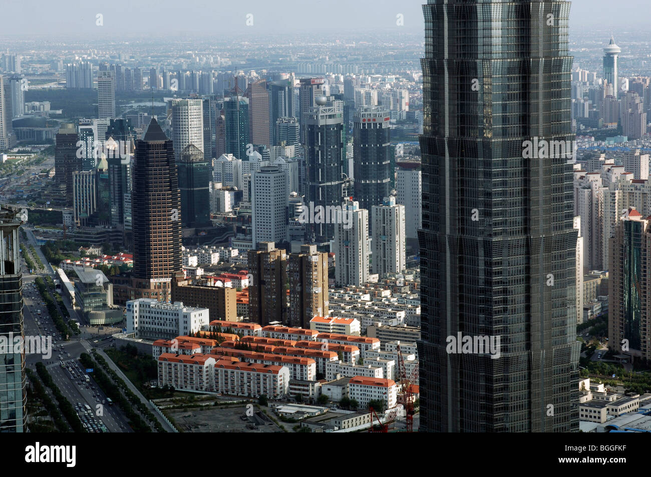 Blick von der Oriental Pearl Tower in Shanghai, China Stockfoto