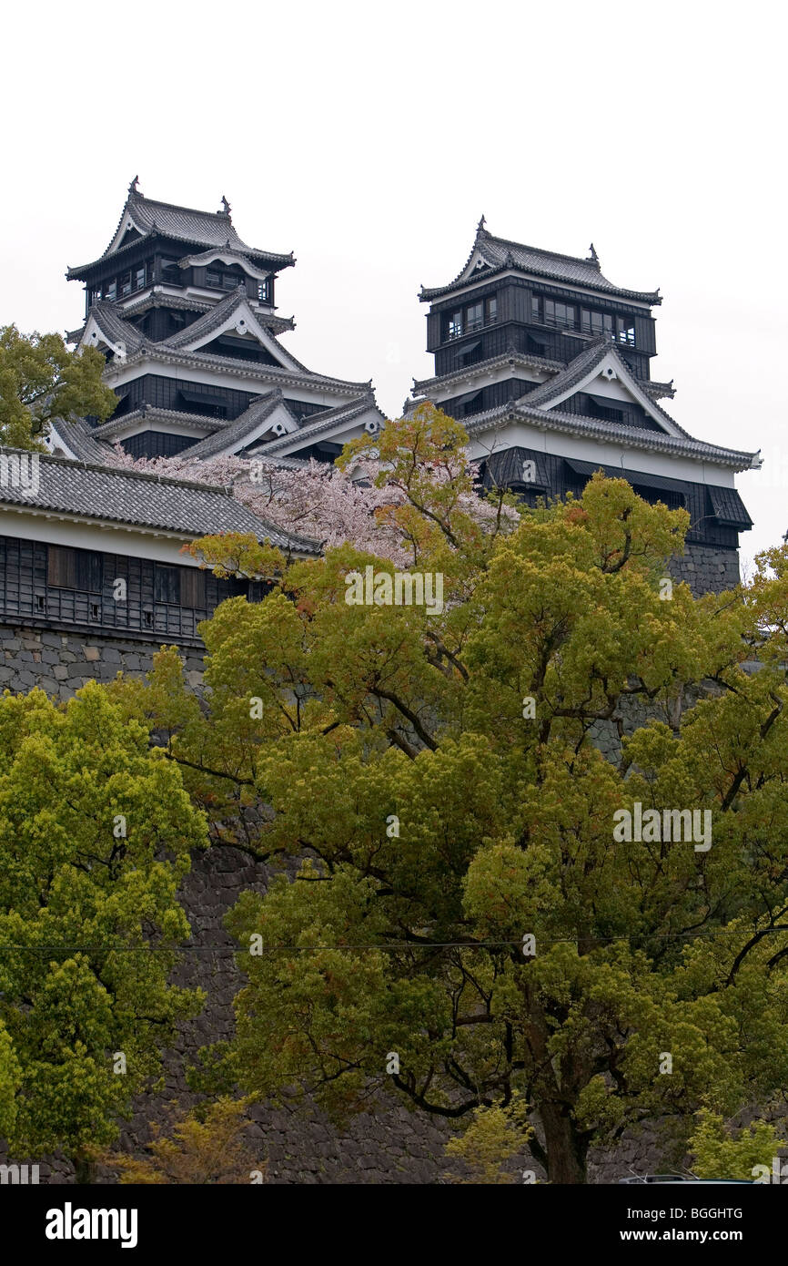 Burg Kumamoto, Kumamoto, Japan, geringe Winkel Ansicht Stockfoto