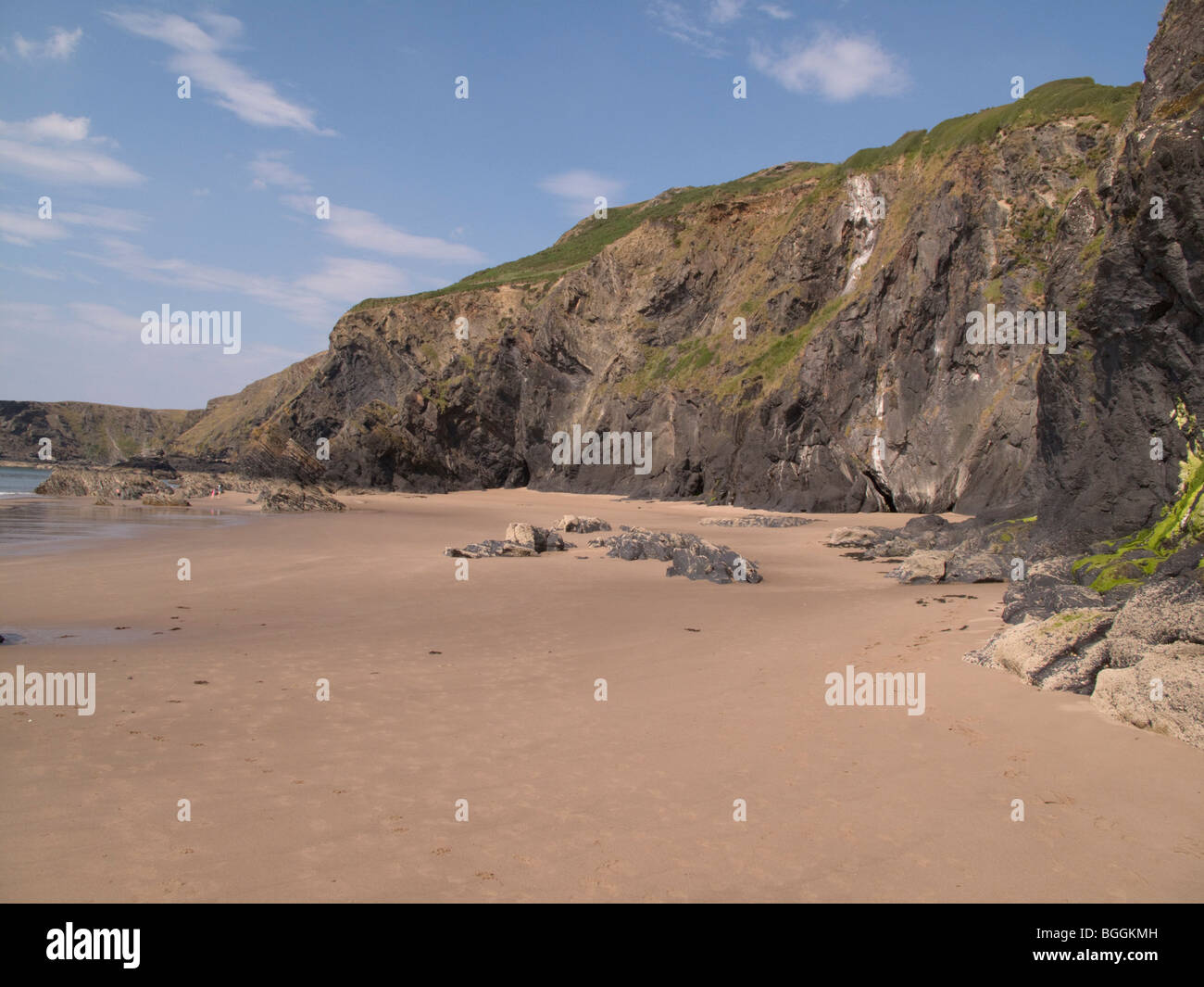 Llangranog Meerblick Cardigan Bay Wales Strand & Stockfoto