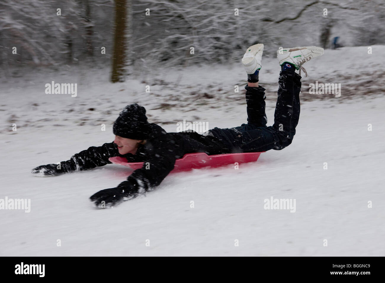 London, England, 6. Januar 2010: starker Schneefall. Stockfoto