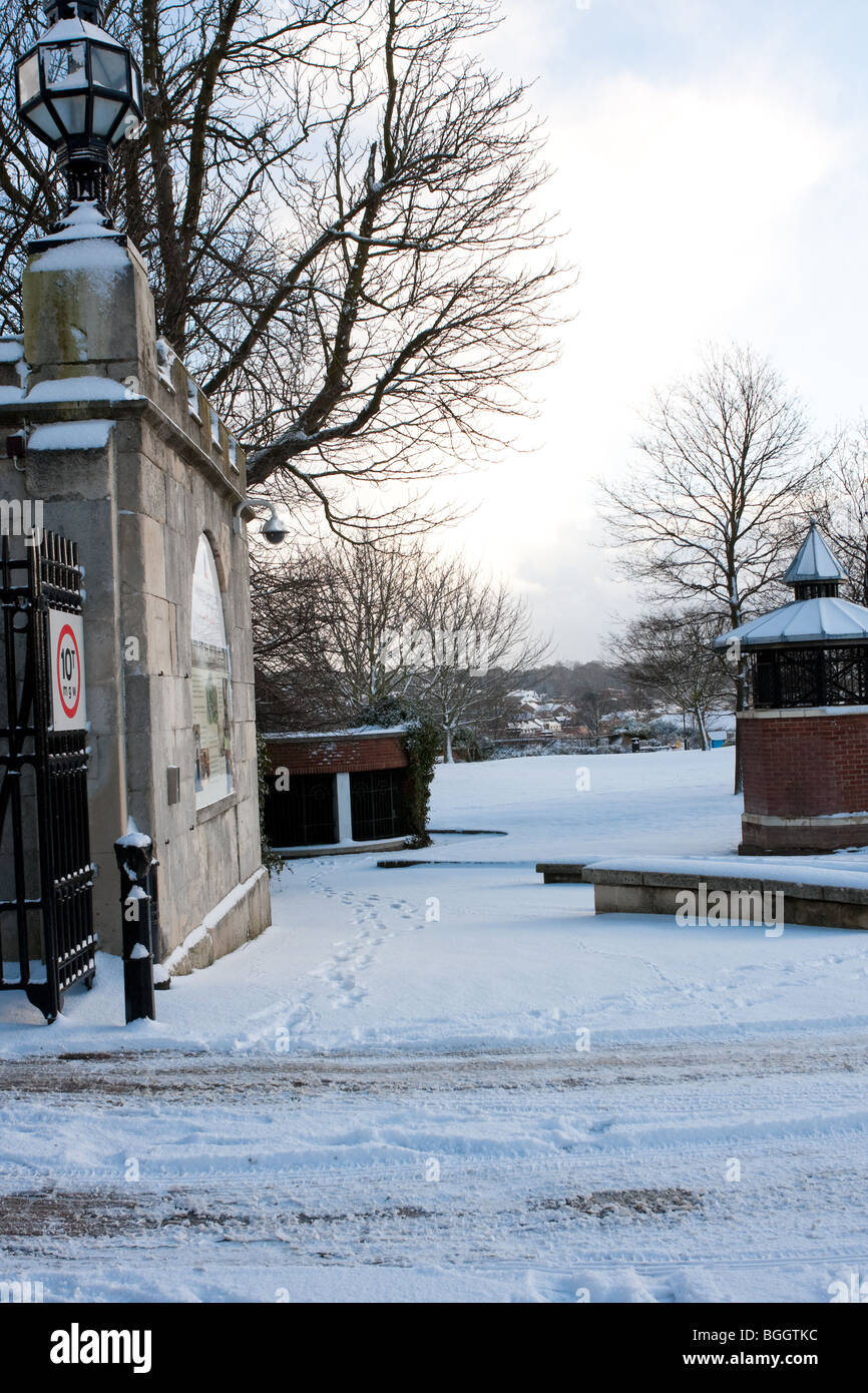 Norwich Schloss - um Norwich Norfolk in Großbritannien Schneefall von Anfang Januar, 2010 Stockfoto