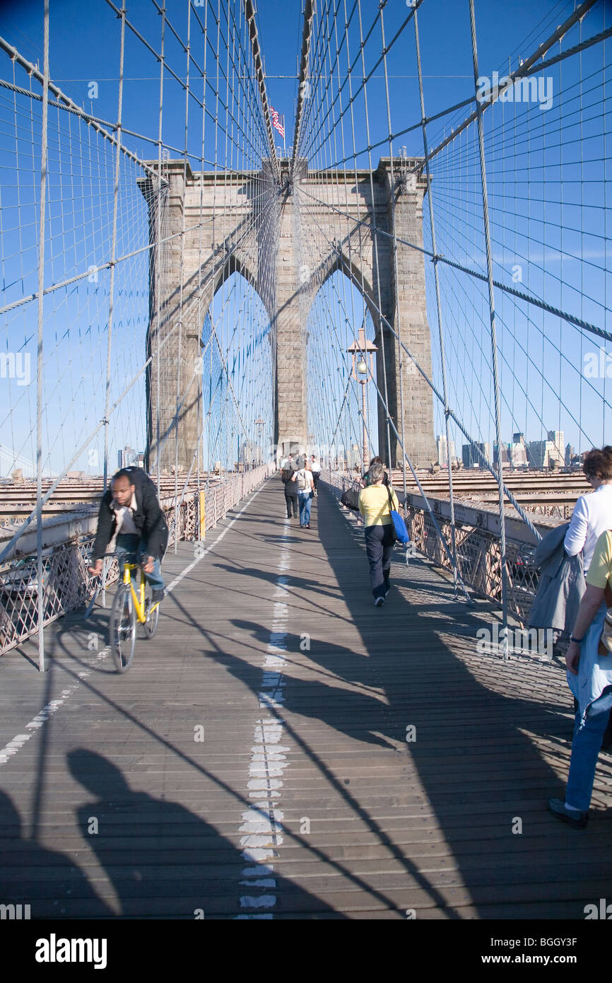 Historischen Brooklyn Bridge, New York City, New York Stockfoto
