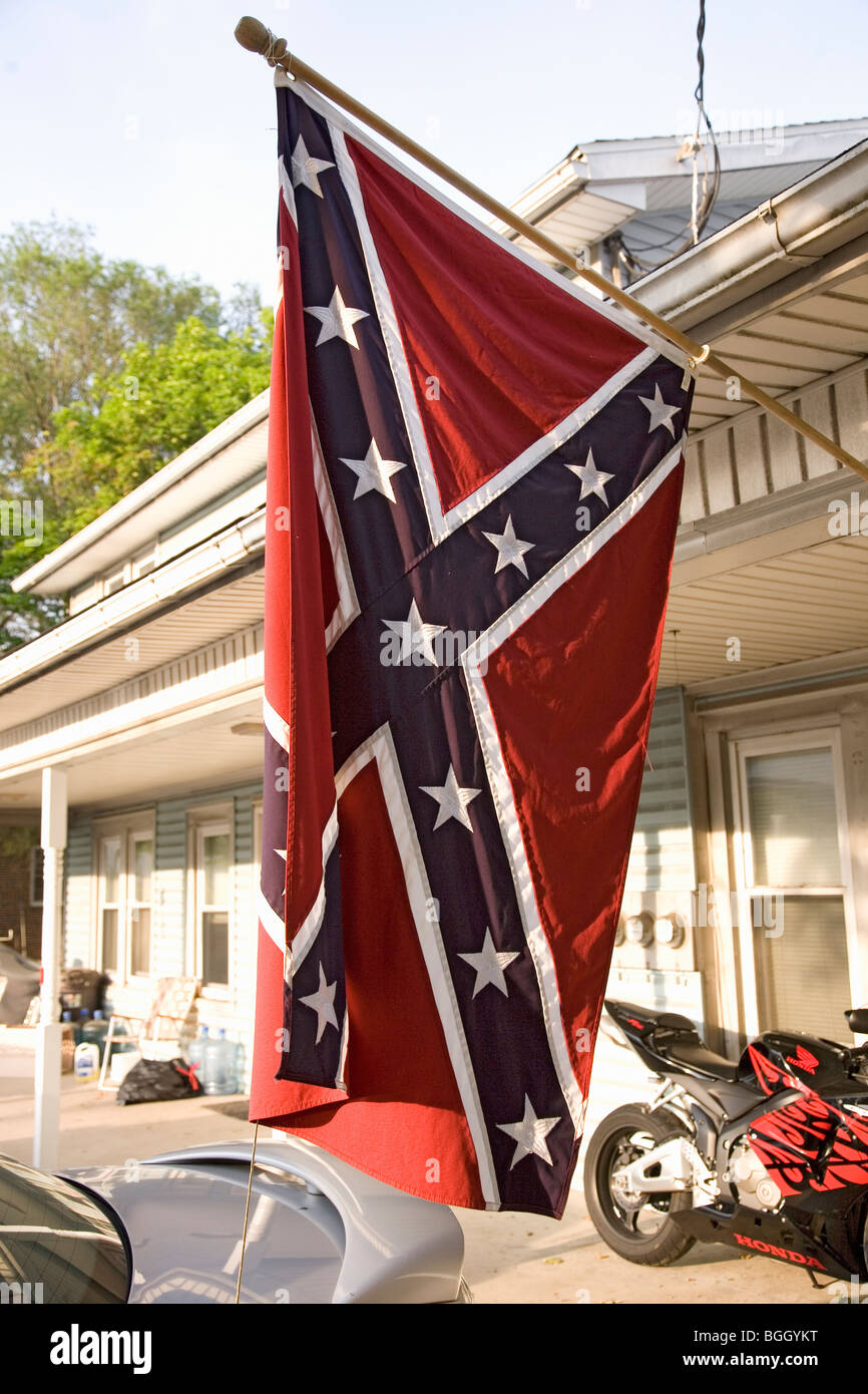 Konföderierten Flagge angezeigt auf der Veranda ein Lancaster County in