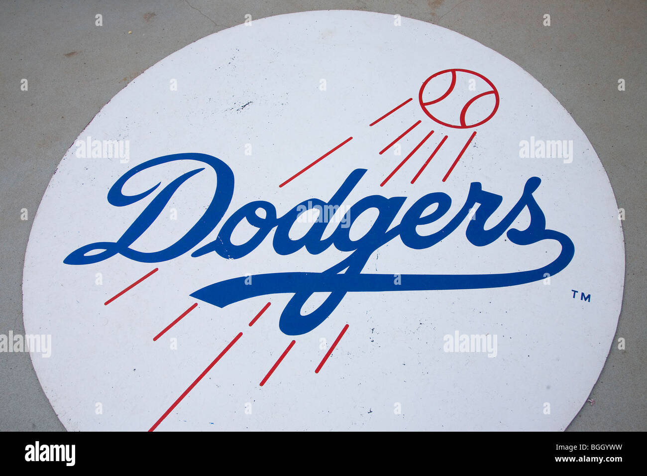 Dodger Baseball Logo, Dodger Stadium, Los Angeles, CA am 12. Oktober 2008 Stockfoto