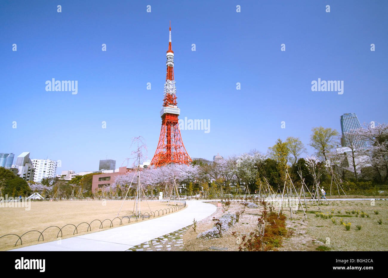 Shiba Park und den Tokyo Tower, Minato Bezirk, Tokyo, Japan Stockfoto