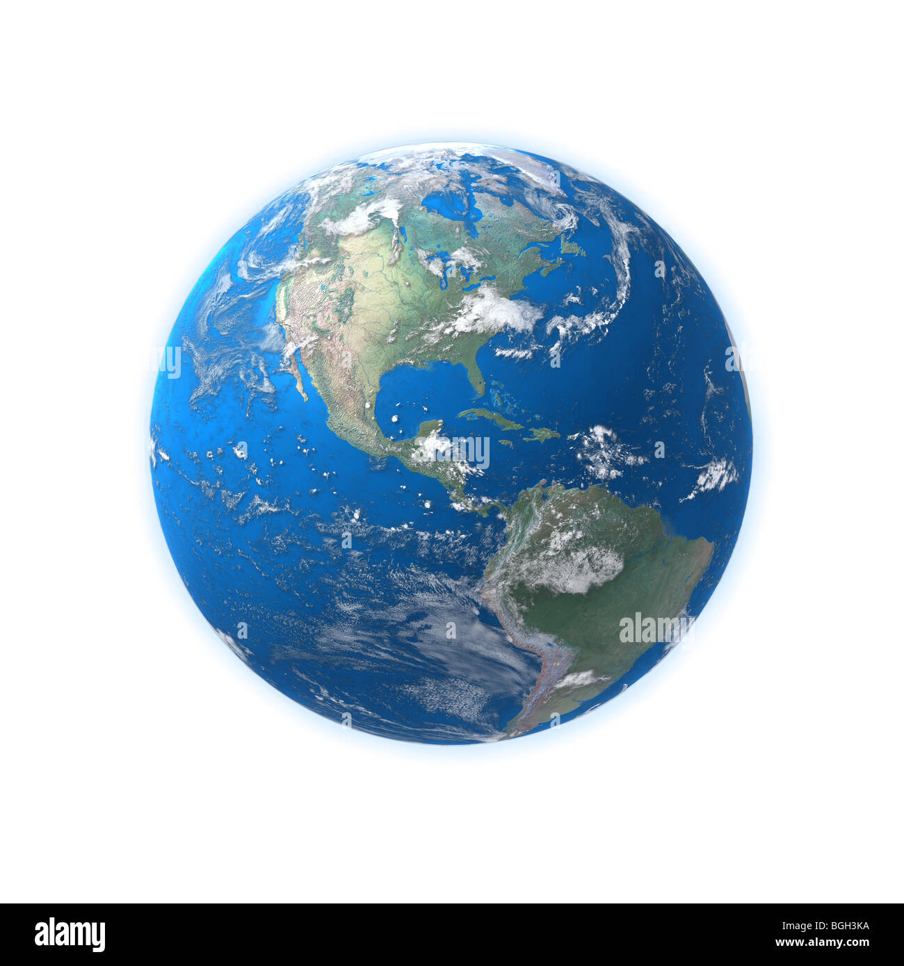 hoch detaillierte Erde Karte, Mittelamerika, Usa, Atlantik auf weiß Stockfoto