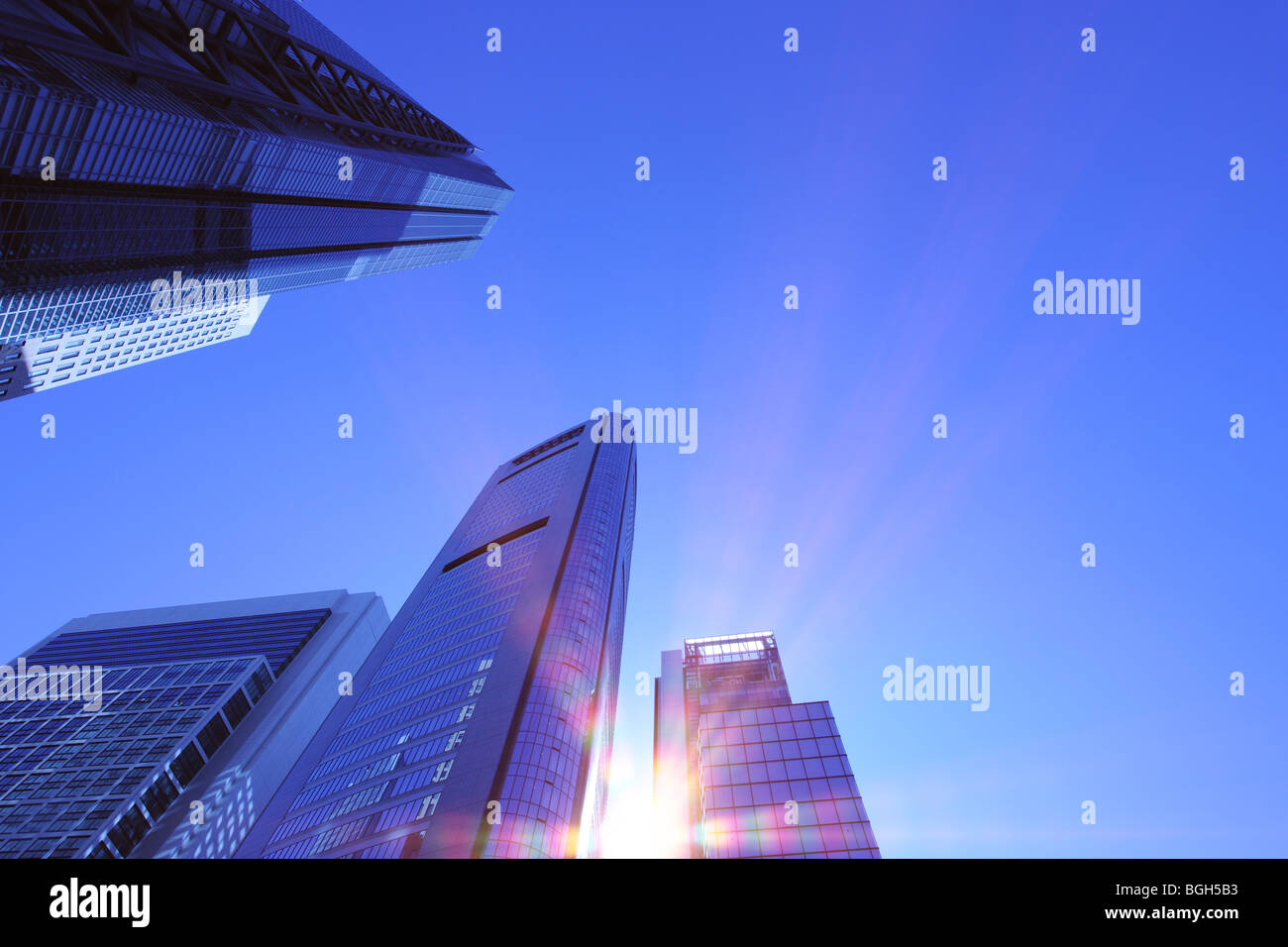 Sonnenlicht auf Shiodome SIO-SITE, Shiodome, Minato-ku, Tokio, Japan Stockfoto