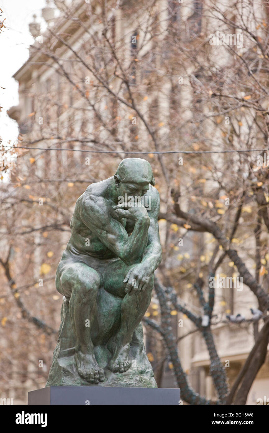 Rodin Denker Skulptur in den Straßen von Barcelona Stockfoto