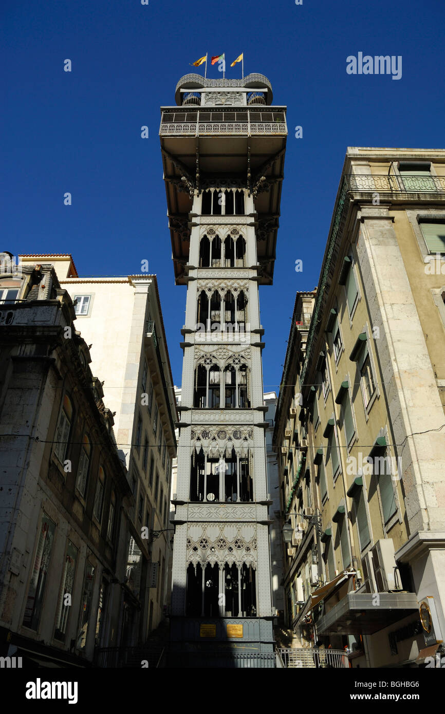 Lissabon. Portugal. Elevador de Santa Justa. Stockfoto