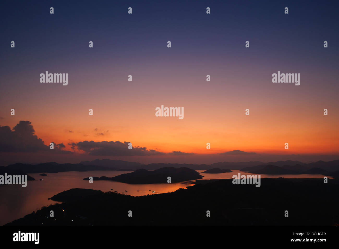 Sonnenuntergang vom Mount Tapyas; Coron Town; Busuanga Island; Philippinen Stockfoto