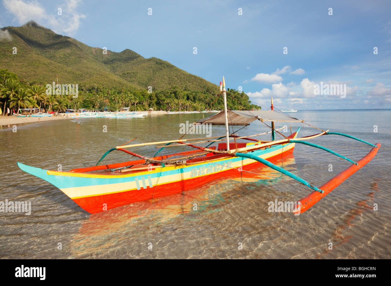 Banca Boot in Sabang; Palawan; Philippinen. Stockfoto