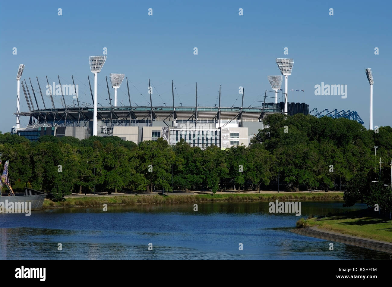 Der Melbourne Cricket Ground ("MCG") und Yarra River, Melbourne, Australien. Stockfoto