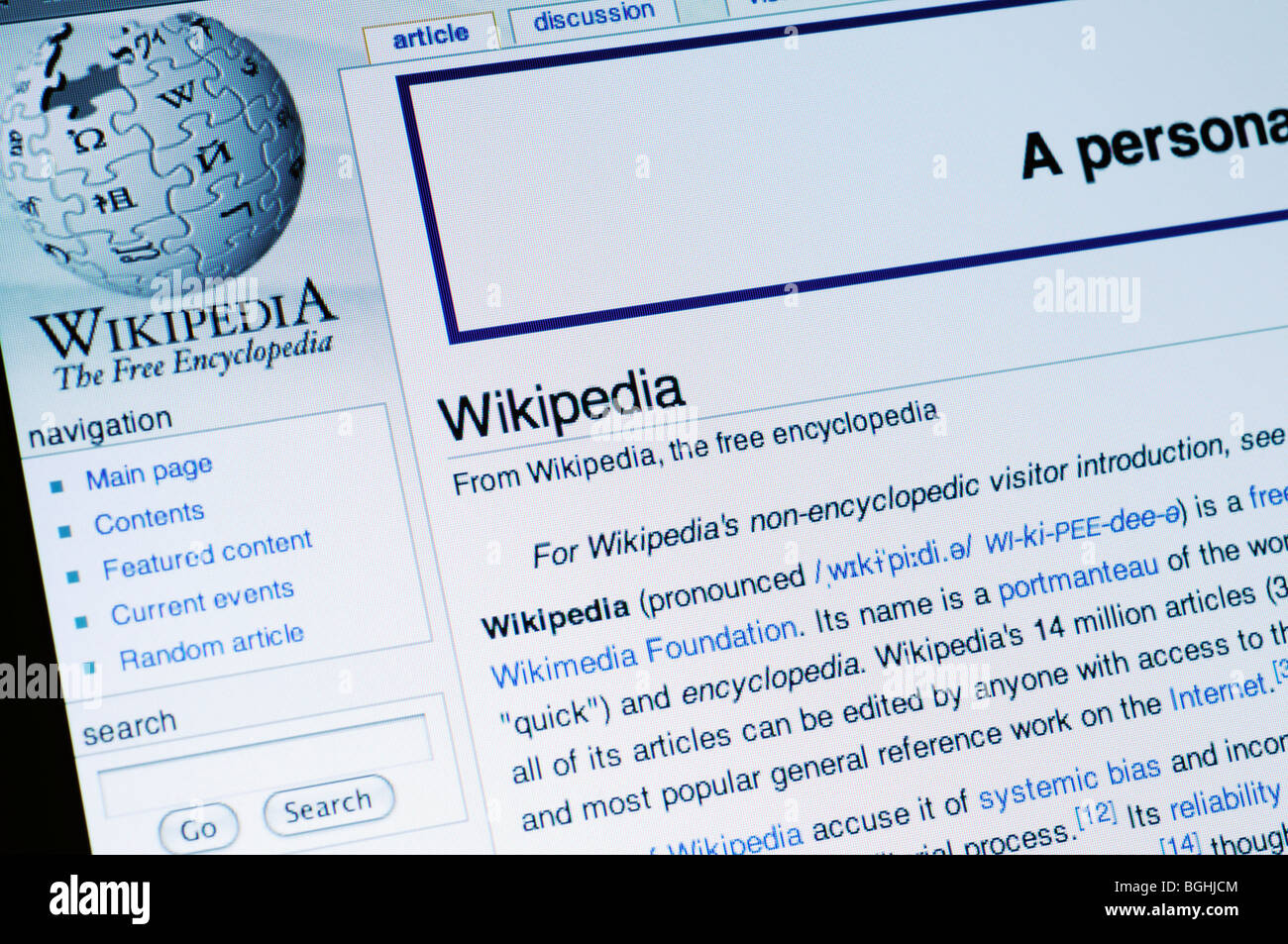 Wikipedia-website Stockfoto