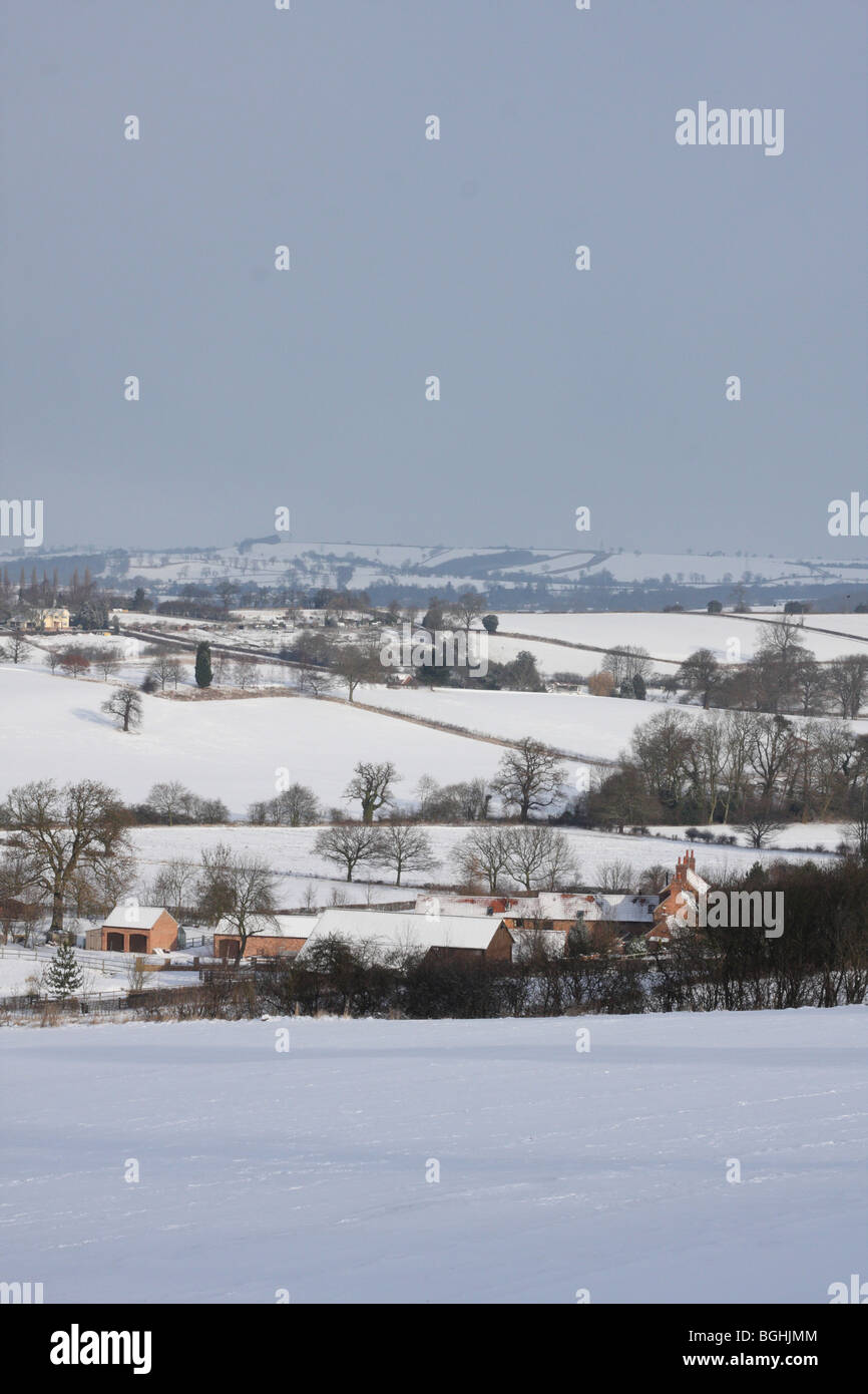 Englische Landschaft im Winter. Woodborough, Nottinghamshire, England, Großbritannien Stockfoto