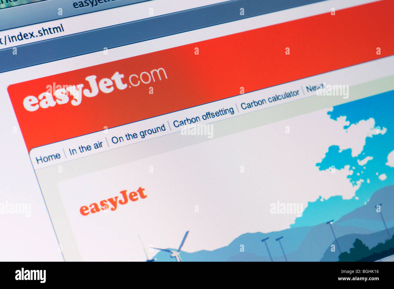 Website von EasyJet Airlines Stockfoto
