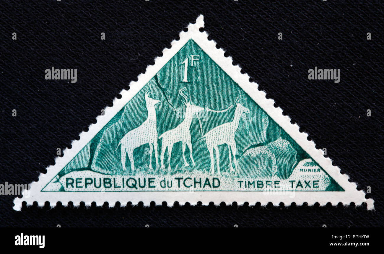 Afrikanische prähistorische Kunst, Briefmarke, Republik Tschad, 1970 s Stockfoto