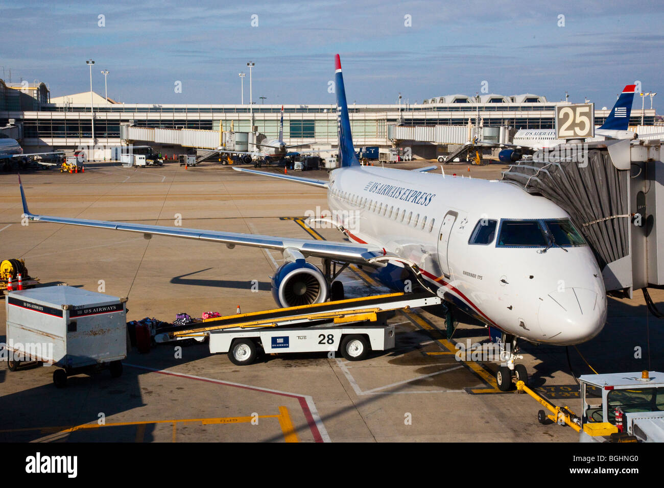 US Airways Express an einem Tor am Dulles International Airport in Washington, D.C. Stockfoto