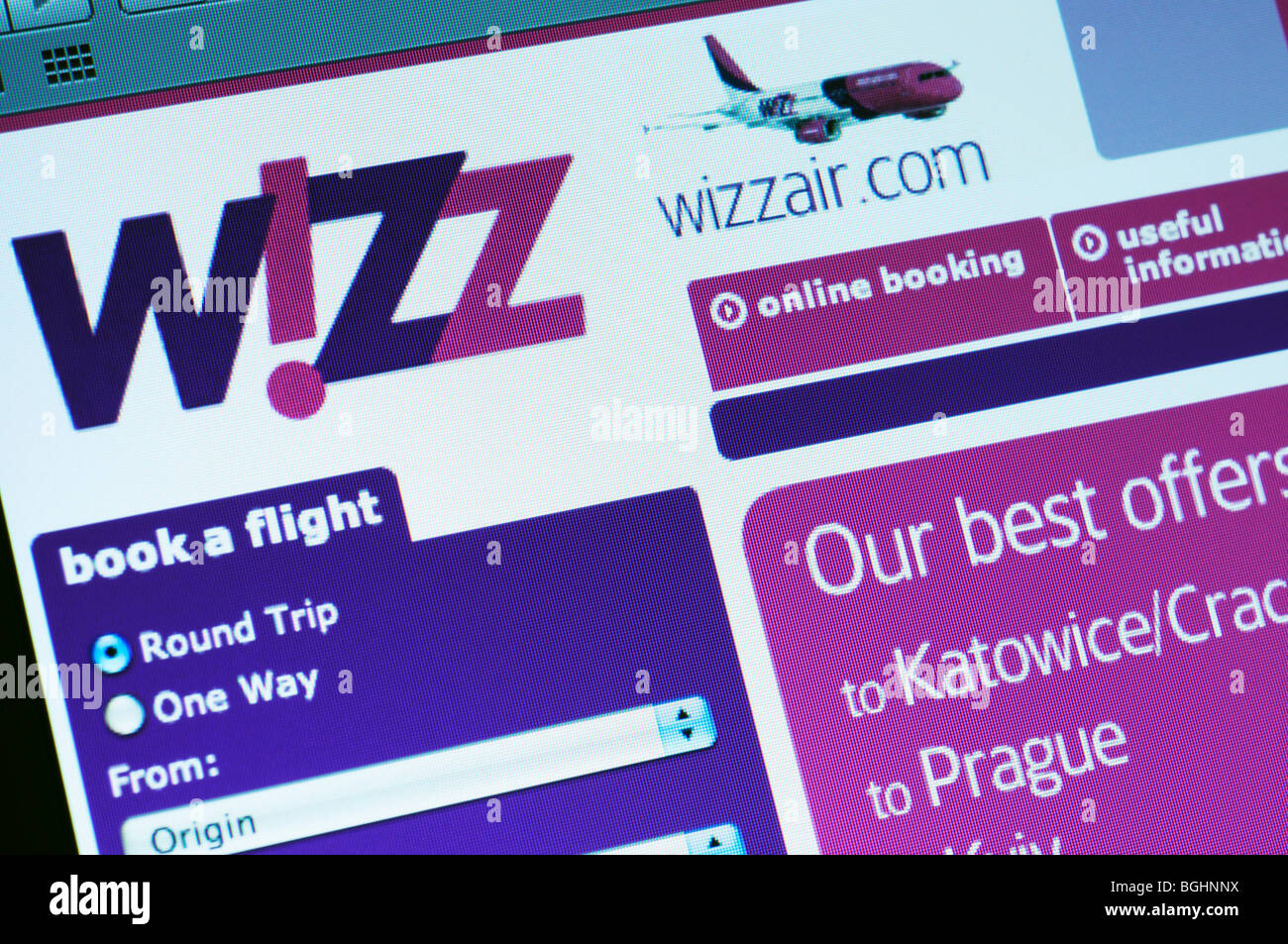 Website von WizzAir airlines Stockfoto