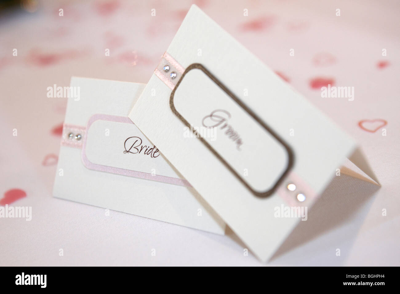 Braut und Bräutigam Tabelle Orte Stockfoto
