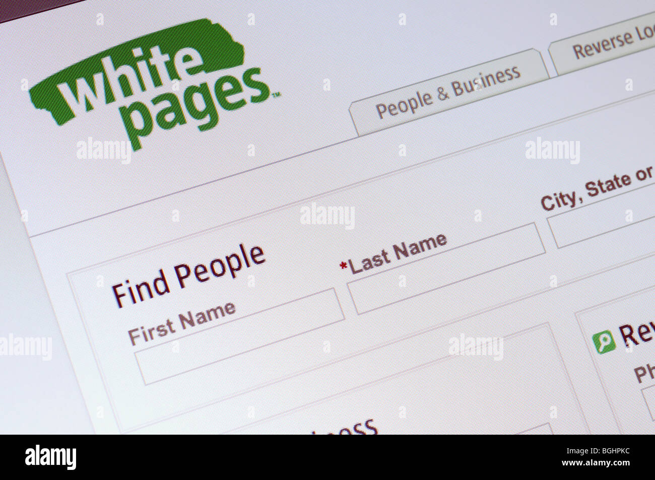 White Pages website Stockfoto