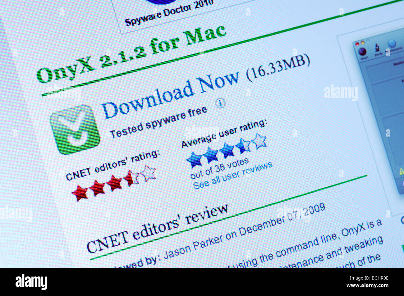 Onyx für Mac (Webseite) Stockfoto
