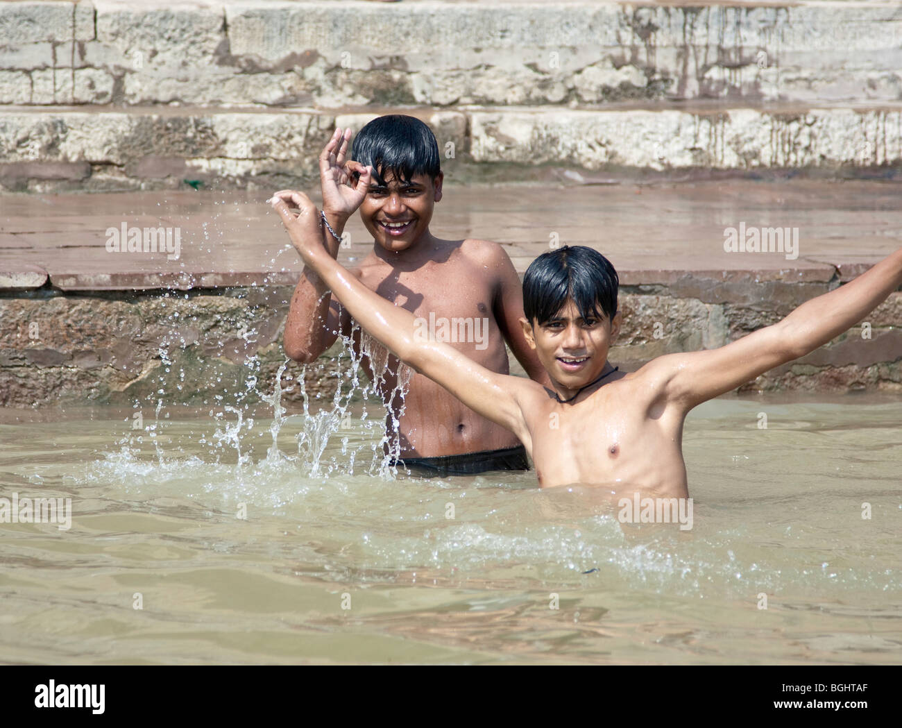 Der Fluss Ganges, Varanasi, Indien Stockfoto