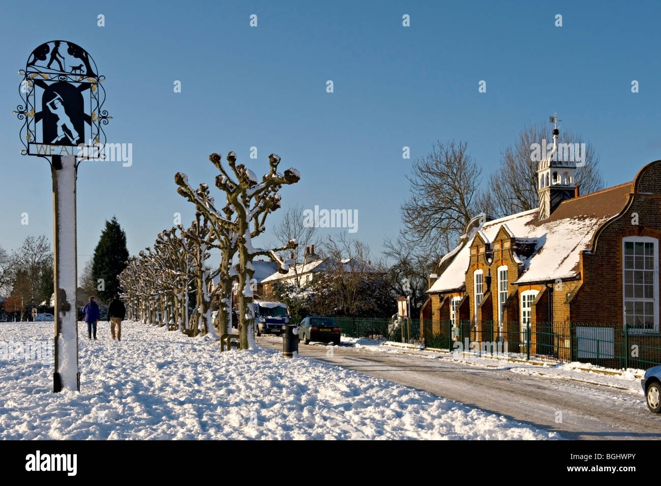 Weald Dorf, Kent, Großbritannien nach Schneefall Stockfoto