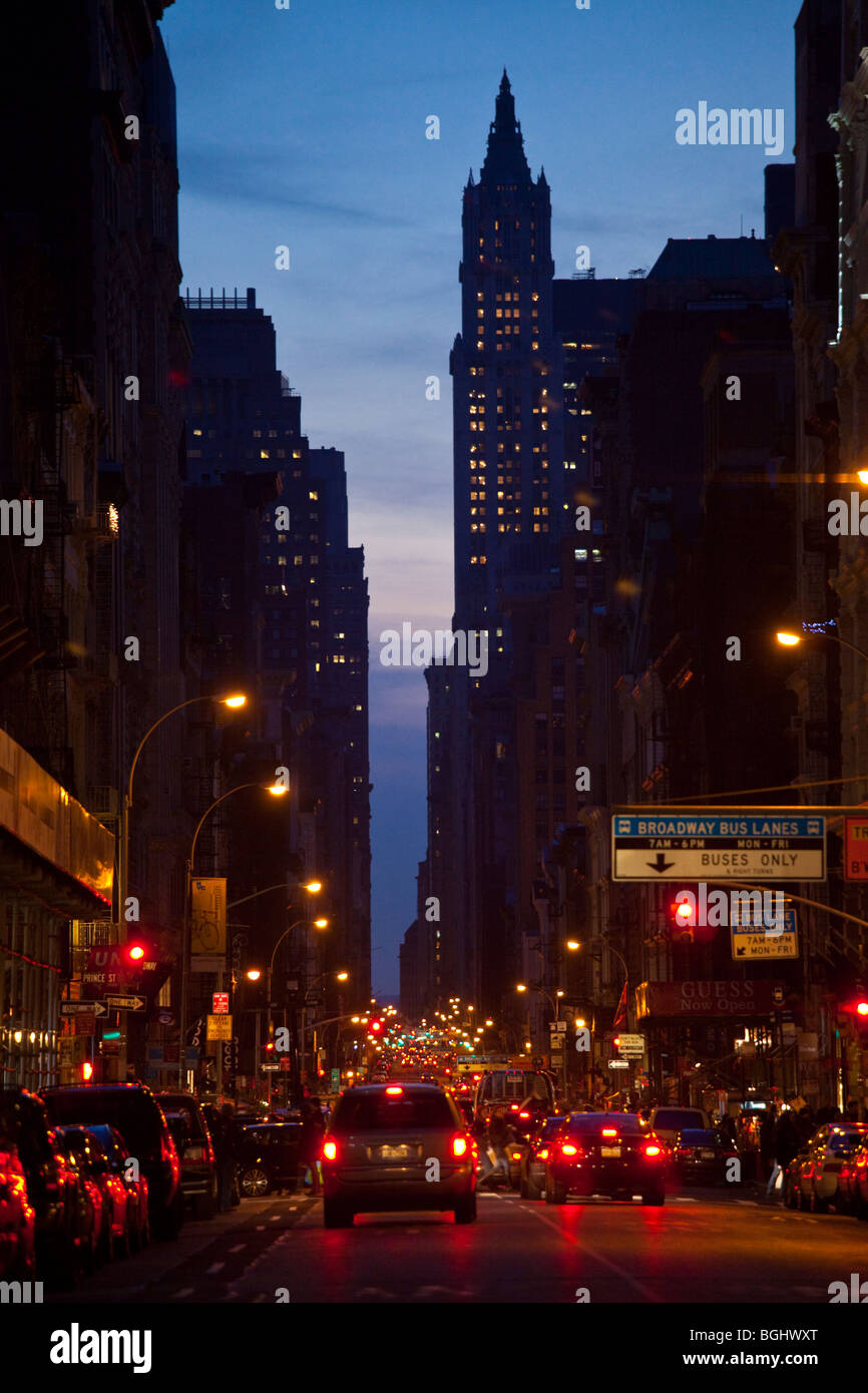 Broadway bei Nacht, New York City Stockfoto