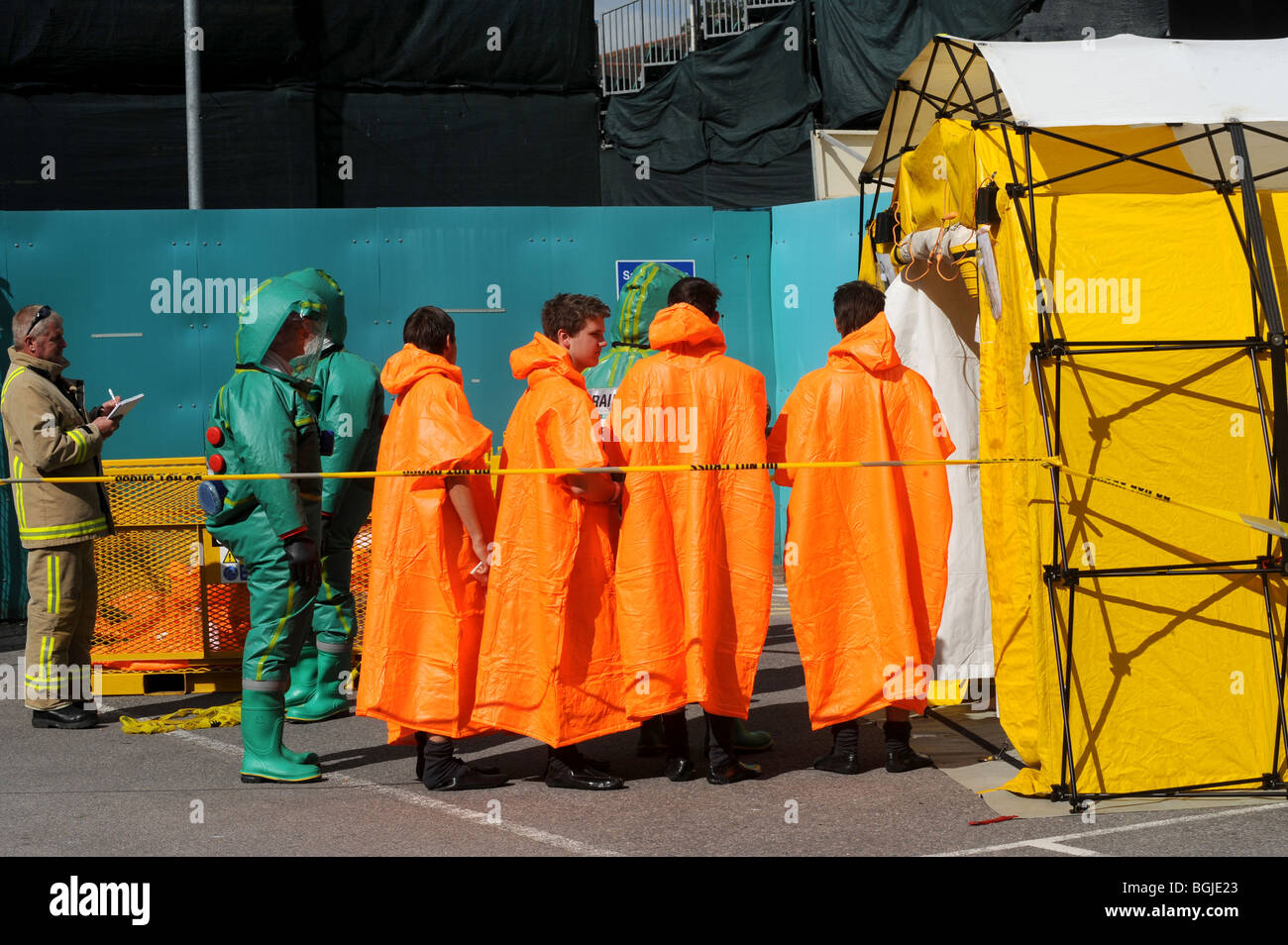 Die Teilnahme an einem chemischen und biologischen Angriff Notdienste ausüben in Brighton Stockfoto