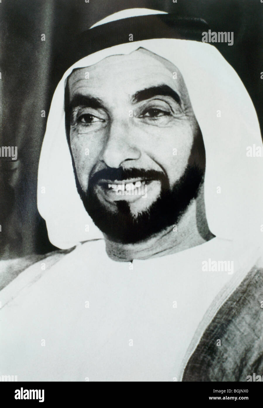 Sheikh Zayed bin Sultan Al-Nahyan Herrscher von Abu Dhabi 1966 - 2004 und Gründungsvater hinter der Bildung der Die Vereinigten Arabischen Emirate und der erste Präsident der Gewerkschaften Stockfoto