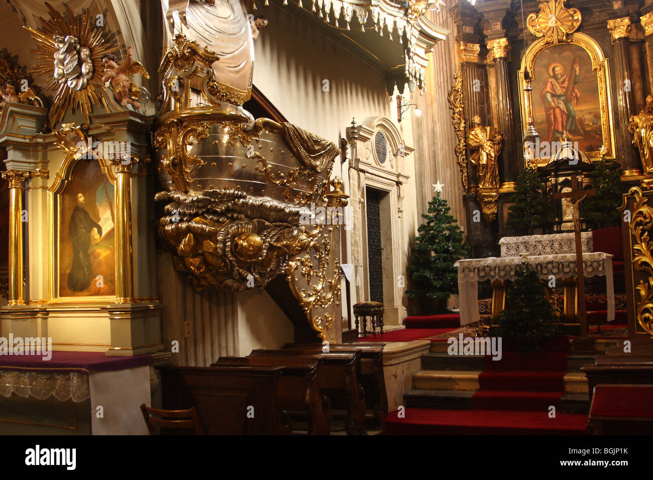 Barocke Interieur der Kirche St. Andrew, Krakau, Polen Stockfoto