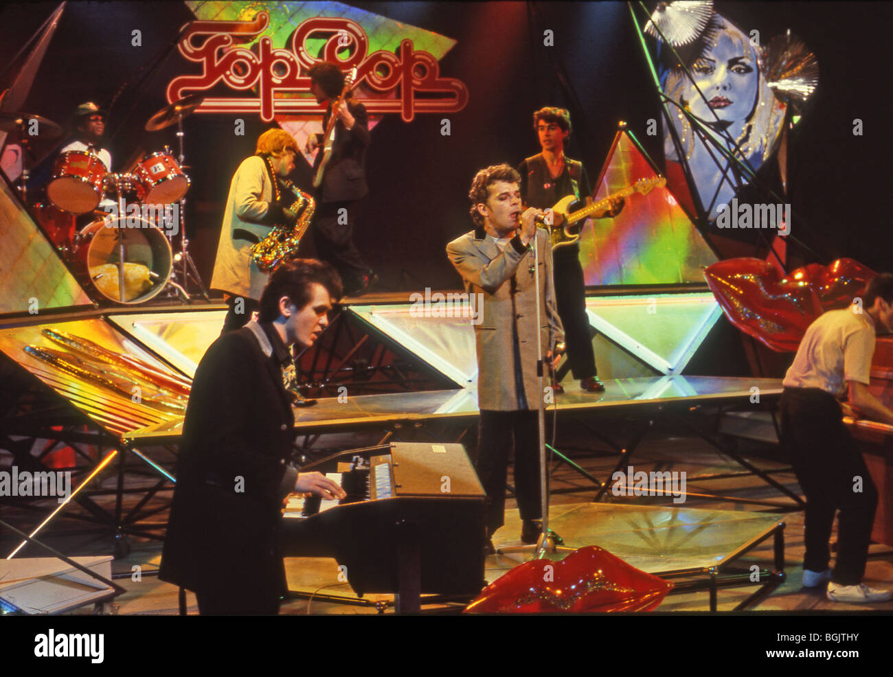 IAN DURY und THE BLOCKHEADS auf einem deutschen TV zeigen etwa 1980 Stockfoto