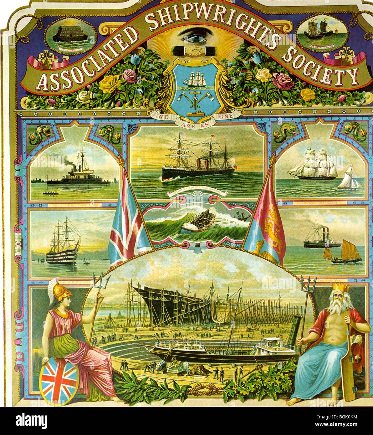 Damit verbundenen SHIPWRIGHTS SOCIETY - Beitrittsformular einer viktorianischen Gewerkschaft gegründet 1882 Stockfoto